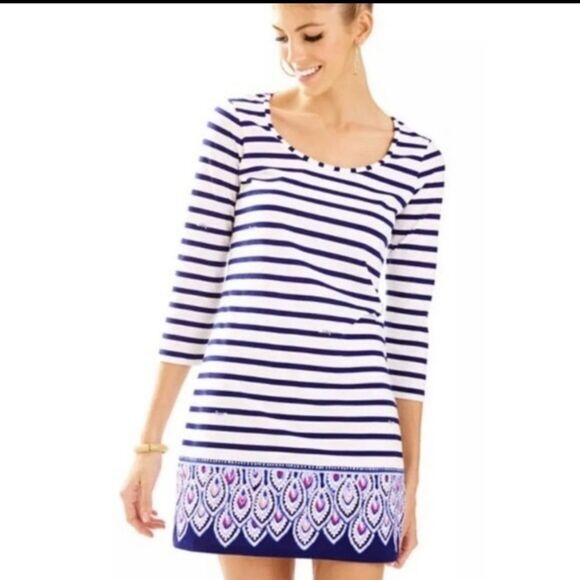 ⭐Lilly Pulitzer Beacon Bright Navy Serene Stripe Small ⭐
